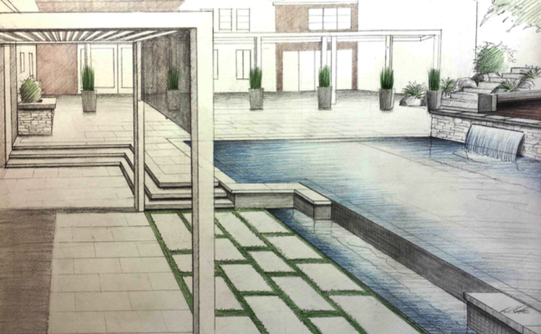 Hand drawn rendering by J.Montgomery Designs