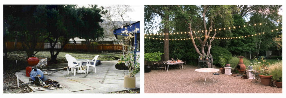 J. Montgomery backyard dining area before and after