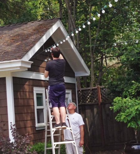 DIY lighting installation in the J.Montgomery studio garden