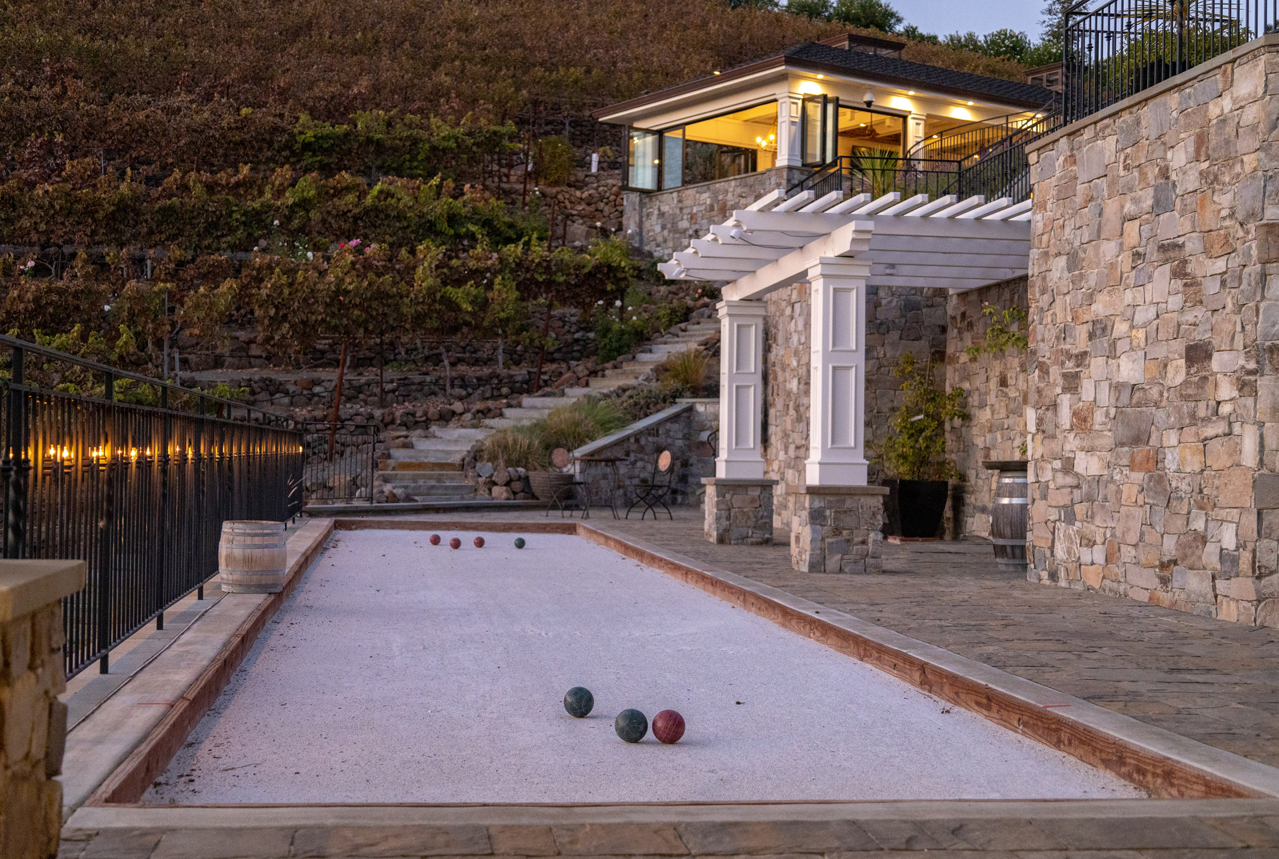 Bocce court in a California landscape