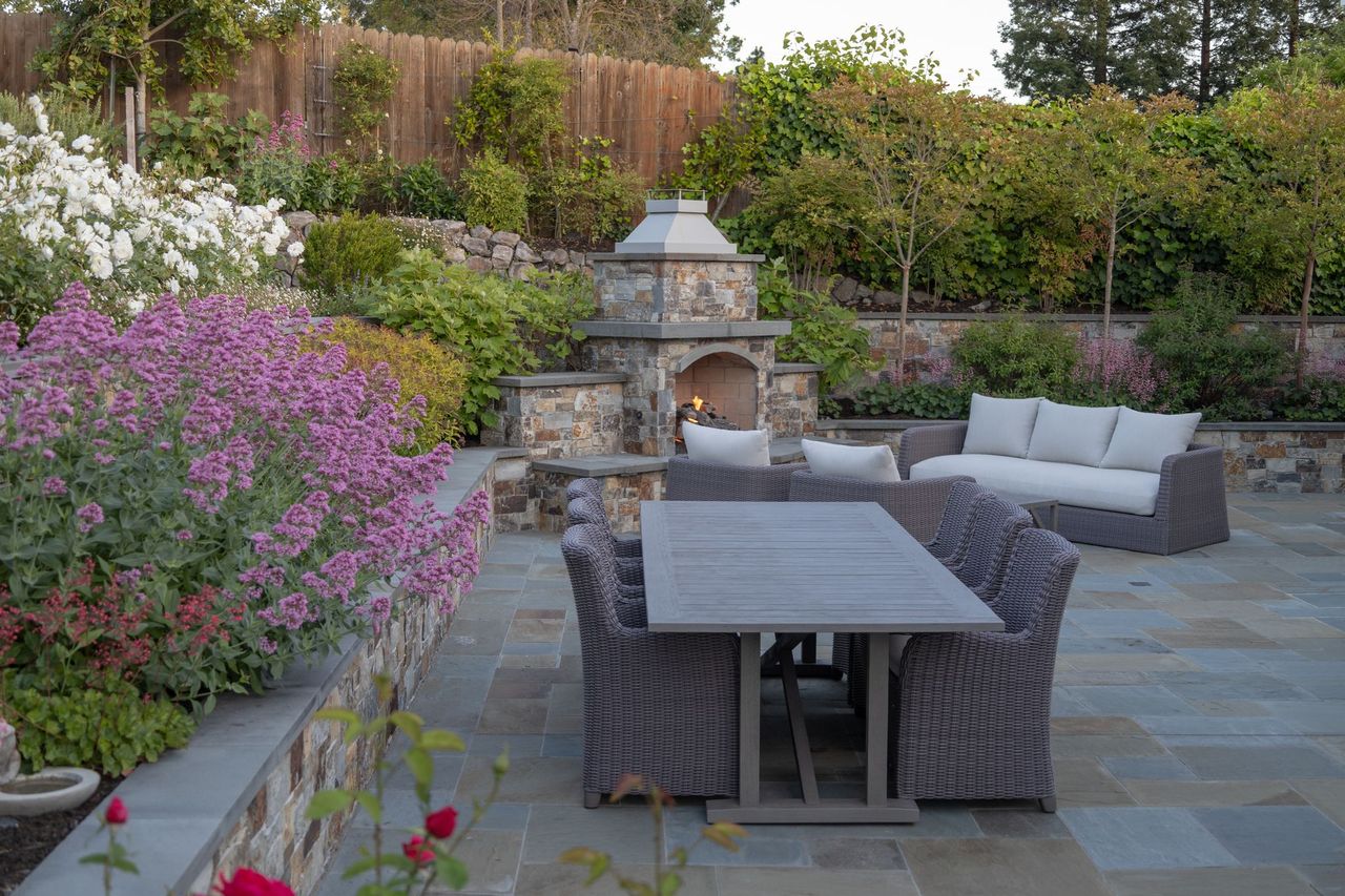 Material Board showing stone choices for veneer and wall caps