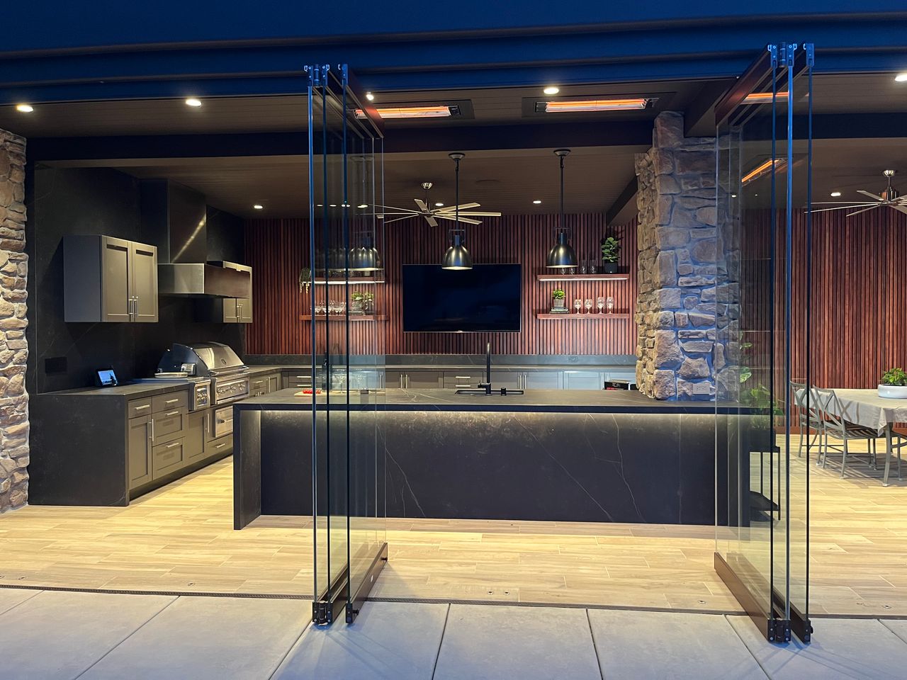 Material Board showing stone choices for veneer and wall caps